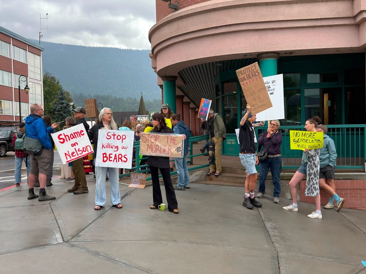 default-609 Protesters gathered in Nelson